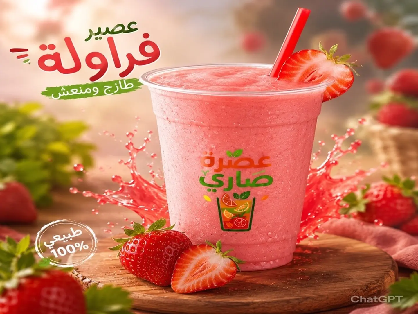 عصير فراولة - كوب صغير