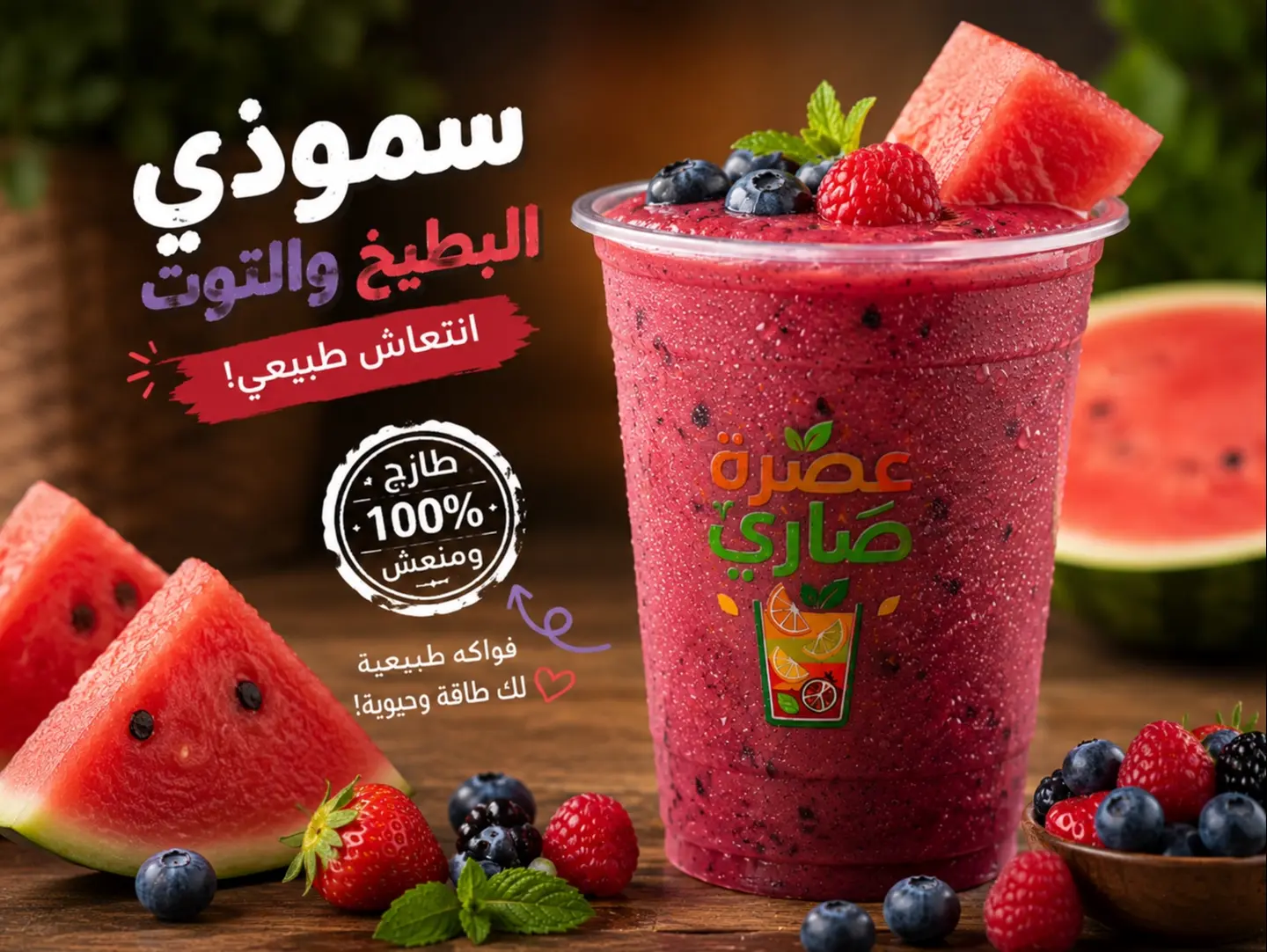 سموذي بطيخ وتوت - كوب صغير