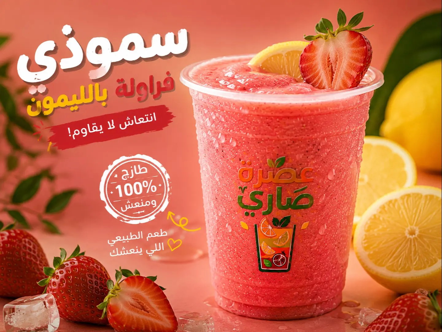 سموذي فراولة بالليمون - كوب صغير