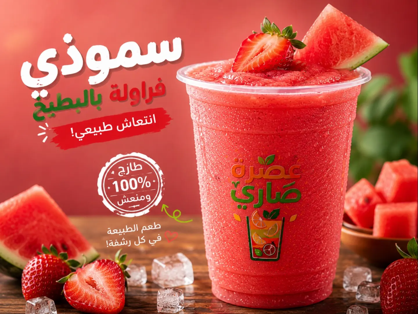 فراولة بالبطيخ - كوب صغير