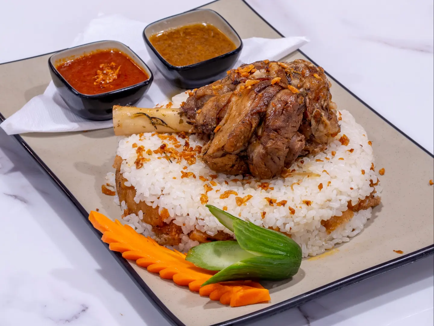 Grilled Lamb Shank   Rice   Soup