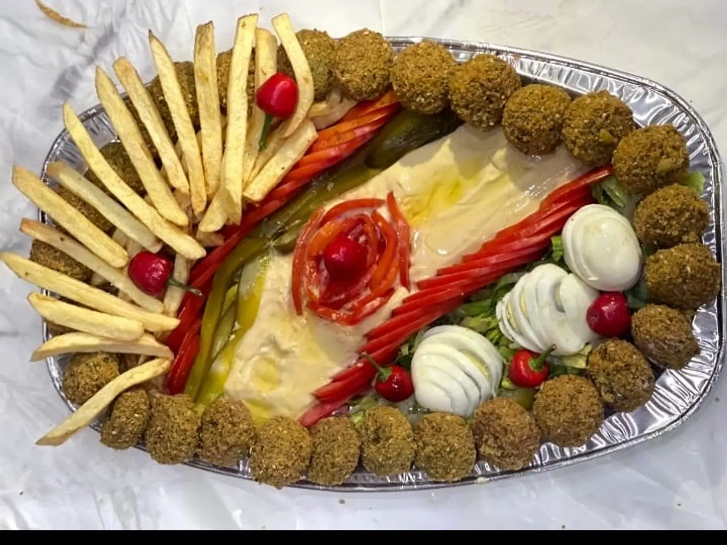Mixed Falafel Plate With Shawarma And Appetizers