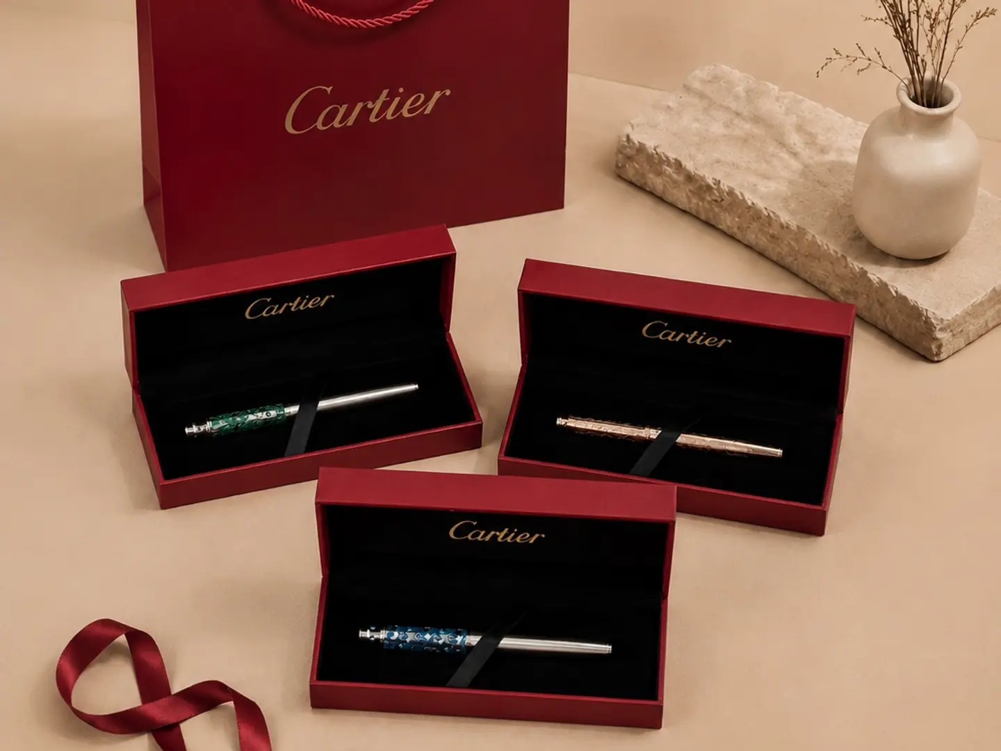Cartier Pen Gift With Bouquet Of Roses