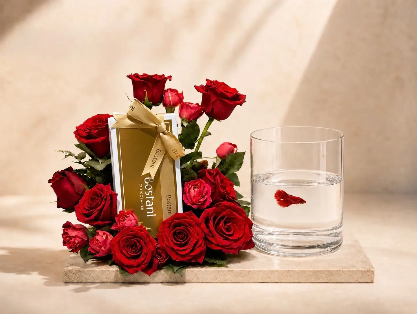 Fish With Chocolate With Gardener Quarter Kilo With Natural Roses