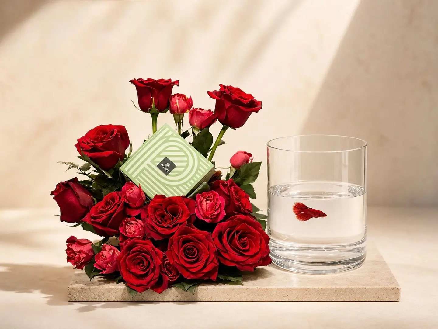 Fish With Chocolate Patchi Quarter Kilo With Natural Rose