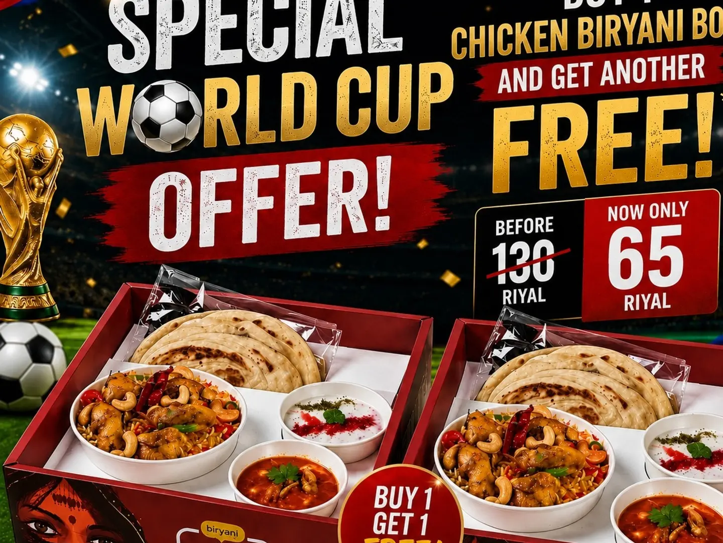 Buy One Chicken Biryani Box And Get The Second One Free.