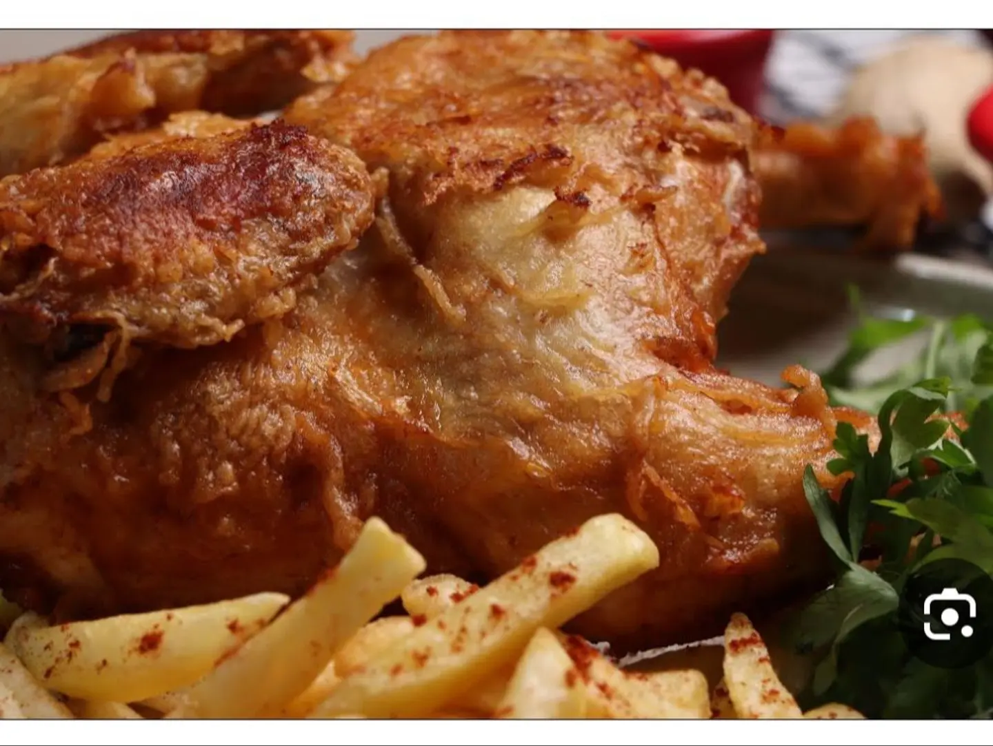 نص دجاجة مقلي رز ابيض