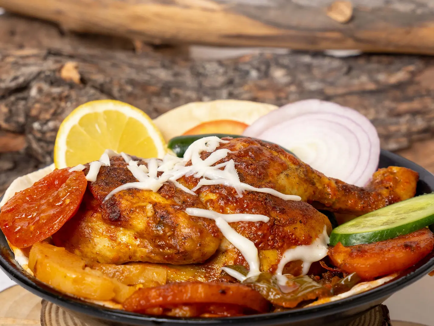 نص دجاج محمر فرن مع الرز