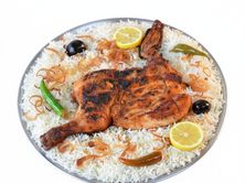 نص حبةعلى الفحم مع الارز الابيض