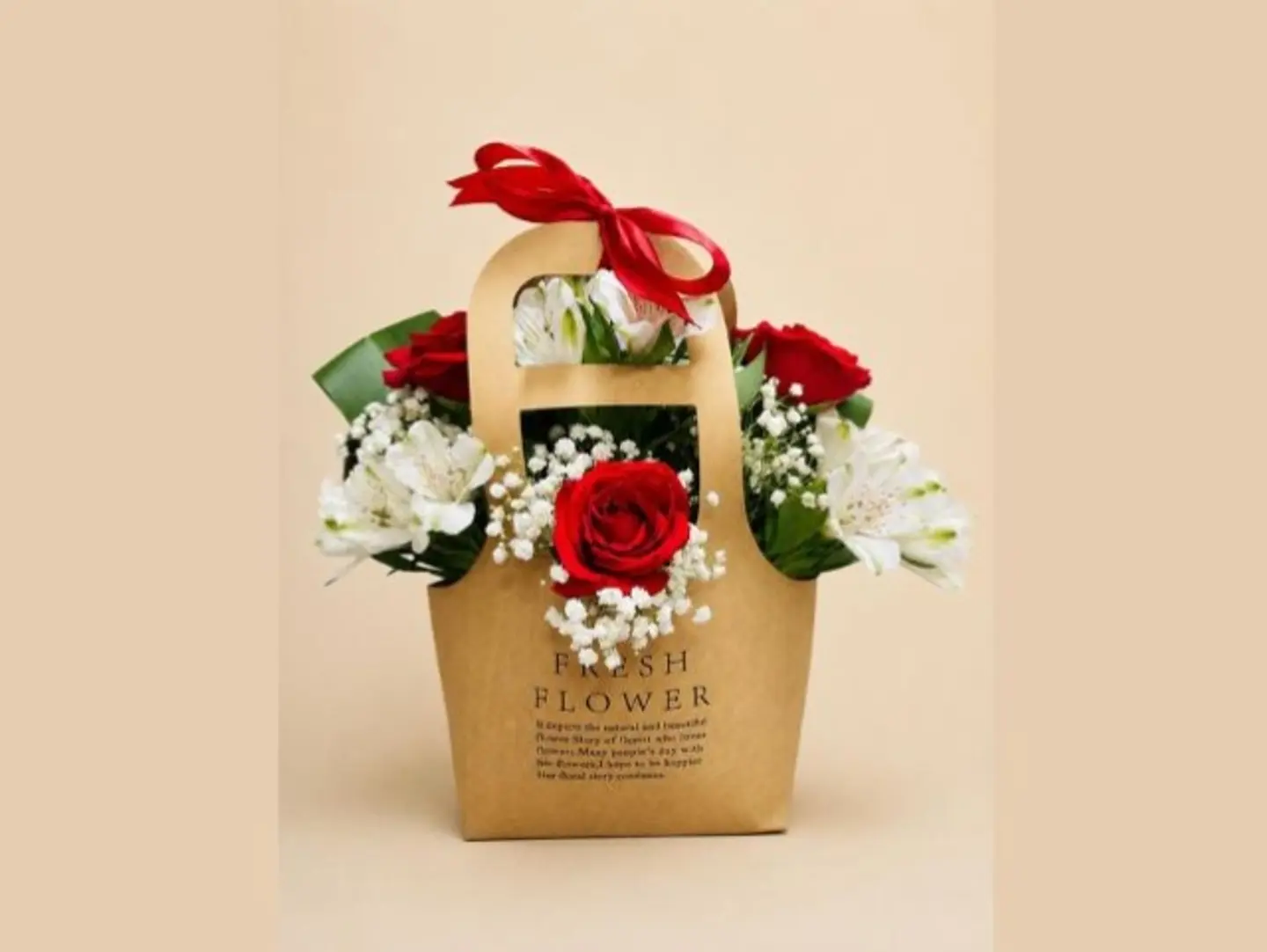 Basket Of Red And White Roses