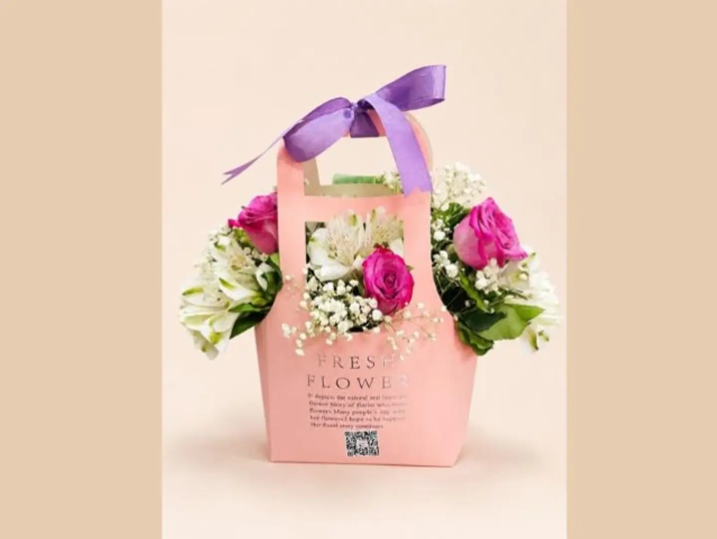 Basket Of Purple And White Flowers