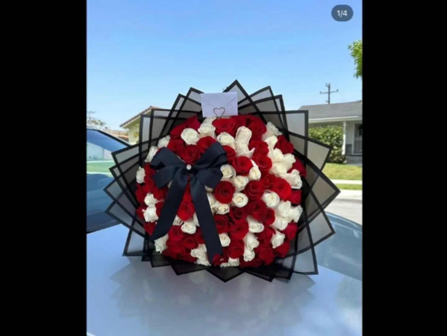 Queen's Bouquet: 50 White And Red Roses