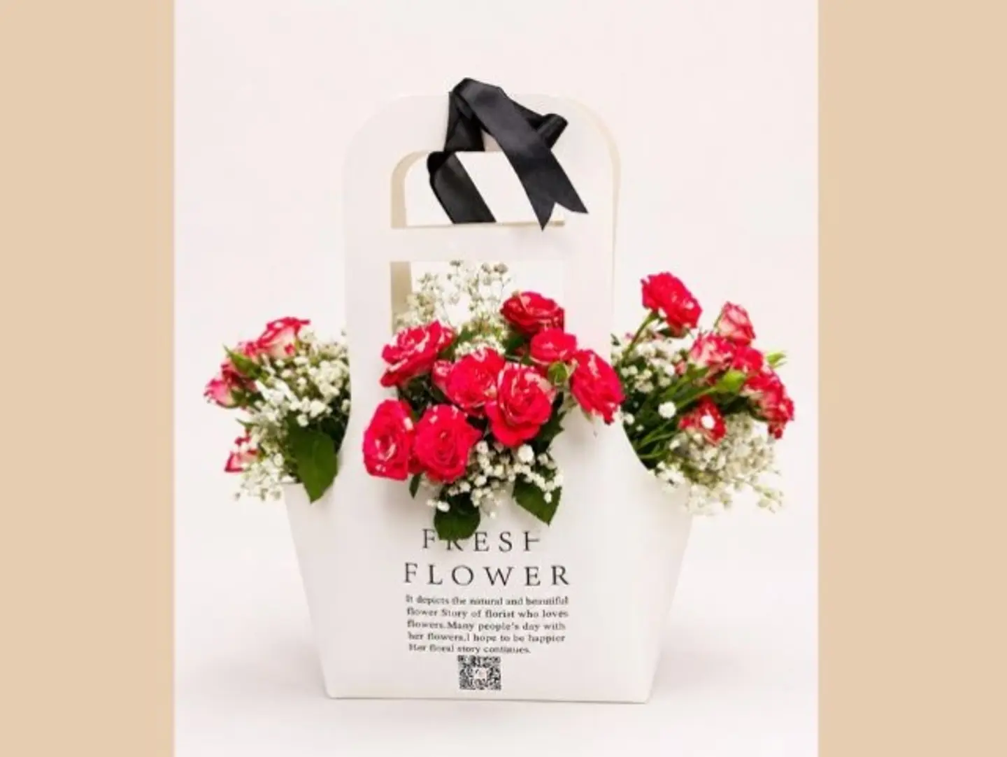 Basket Of Double Red Baby Roses