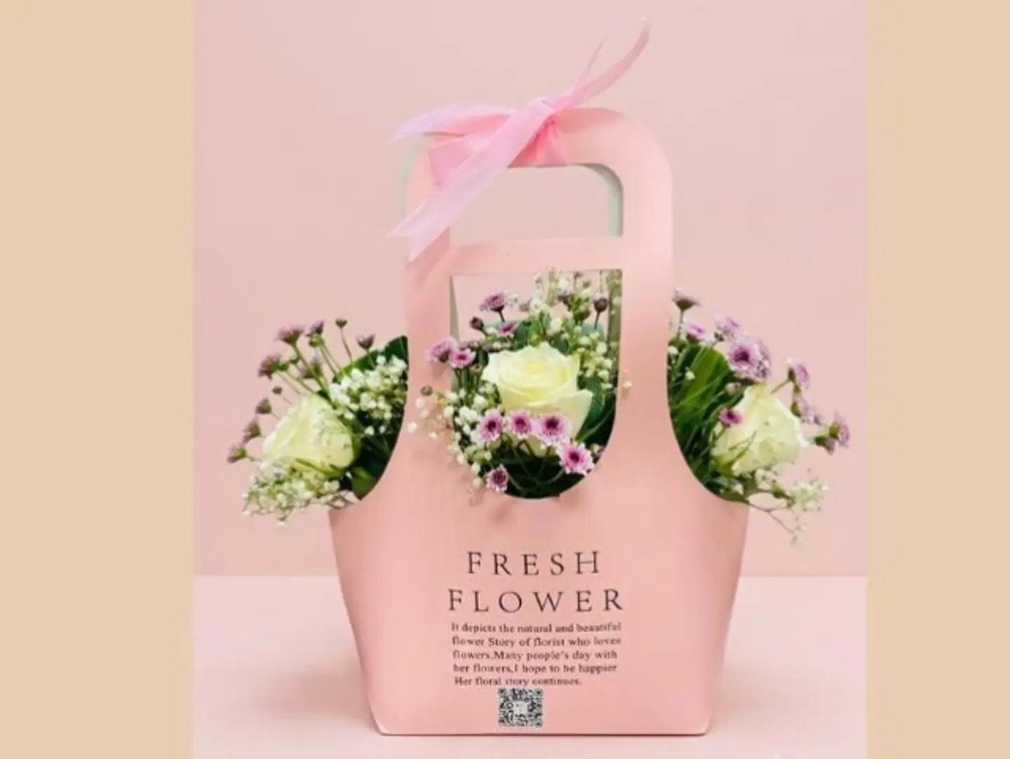 A Basket Of White Roses And Double Flowered Mauve Chrysanthemums.