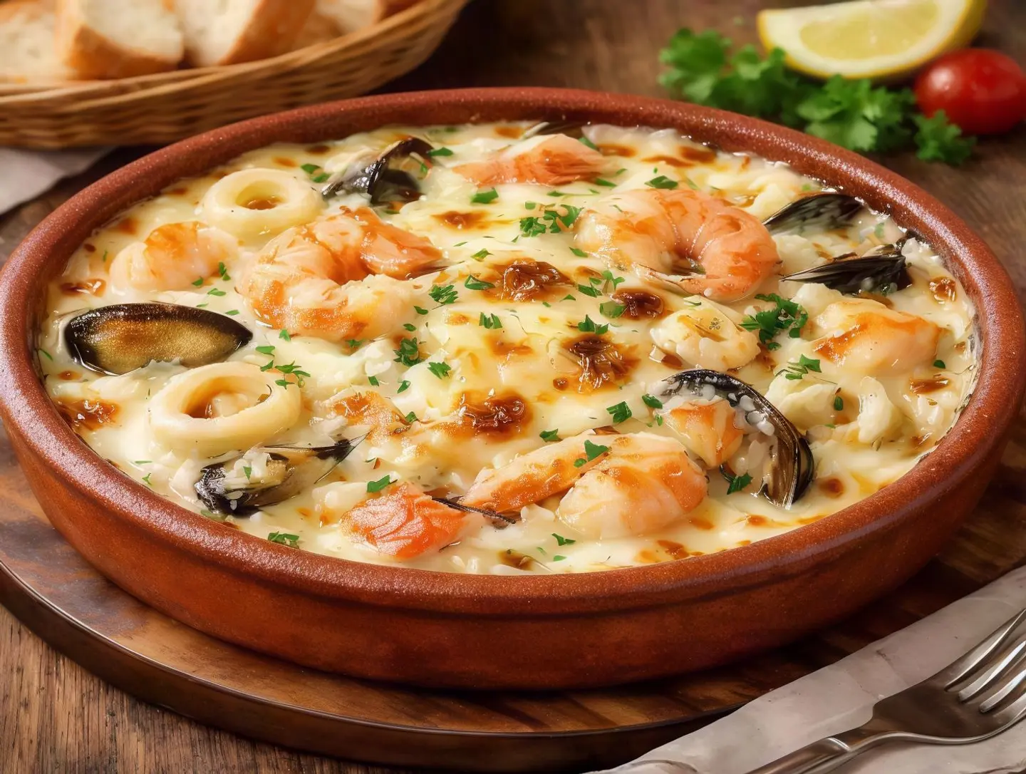 طاجن سي فود بالكريمة