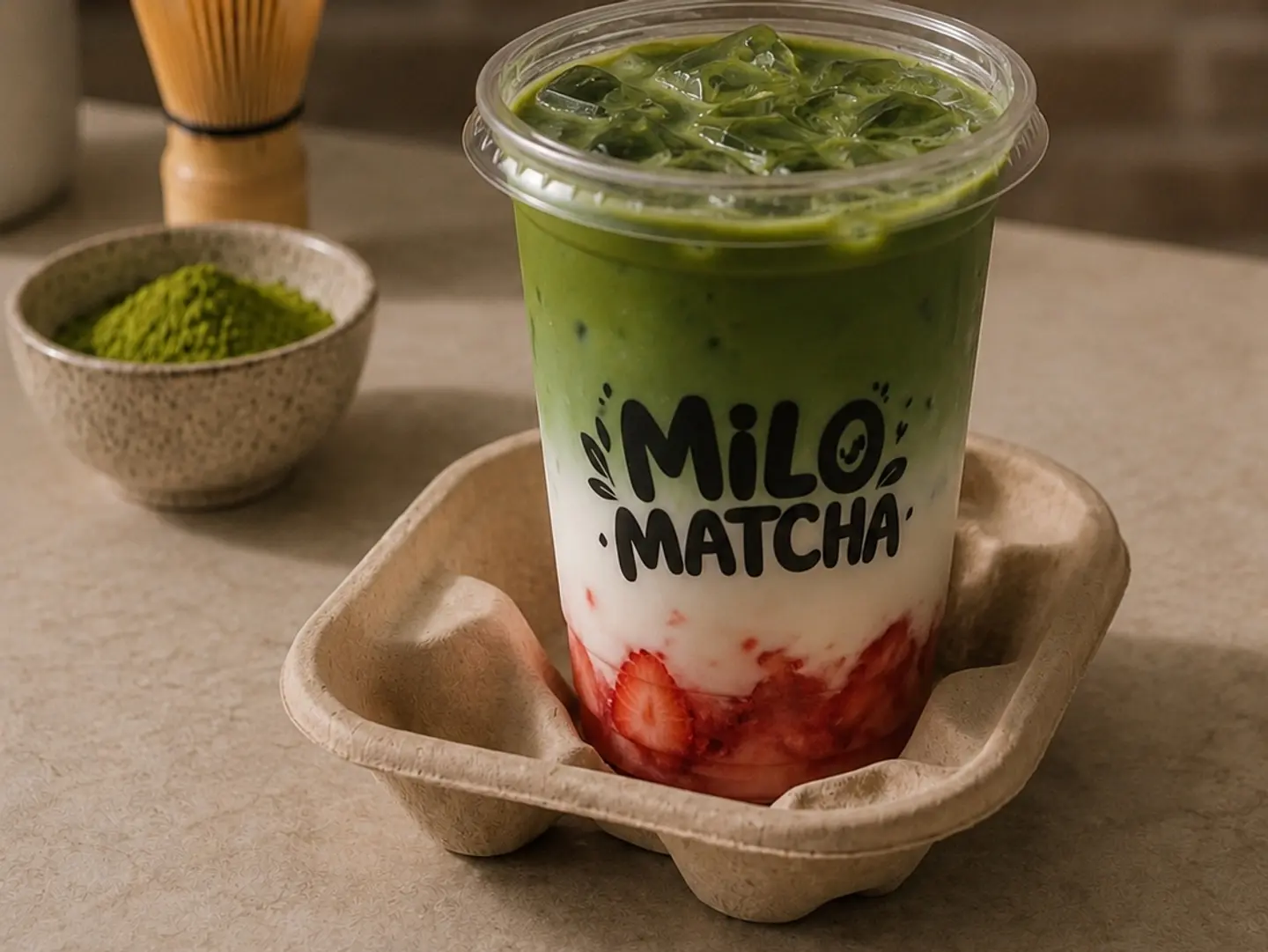 Strawberry Flavored Matcha Ice