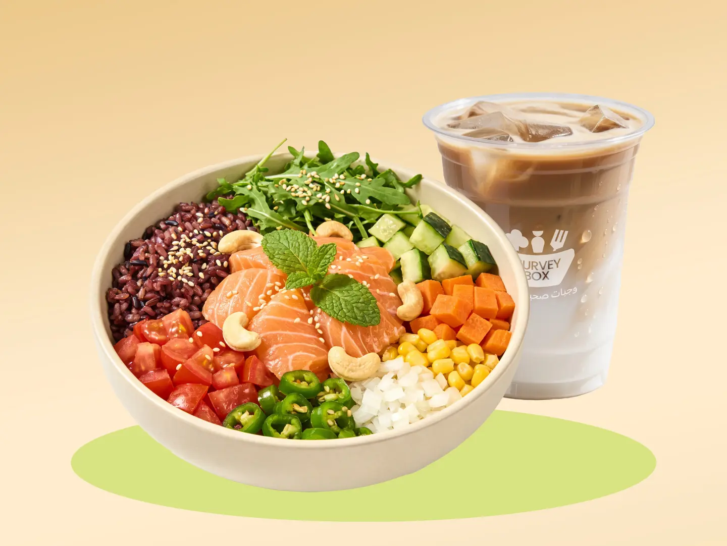 Pure Salmon Poke Bowl With Latte