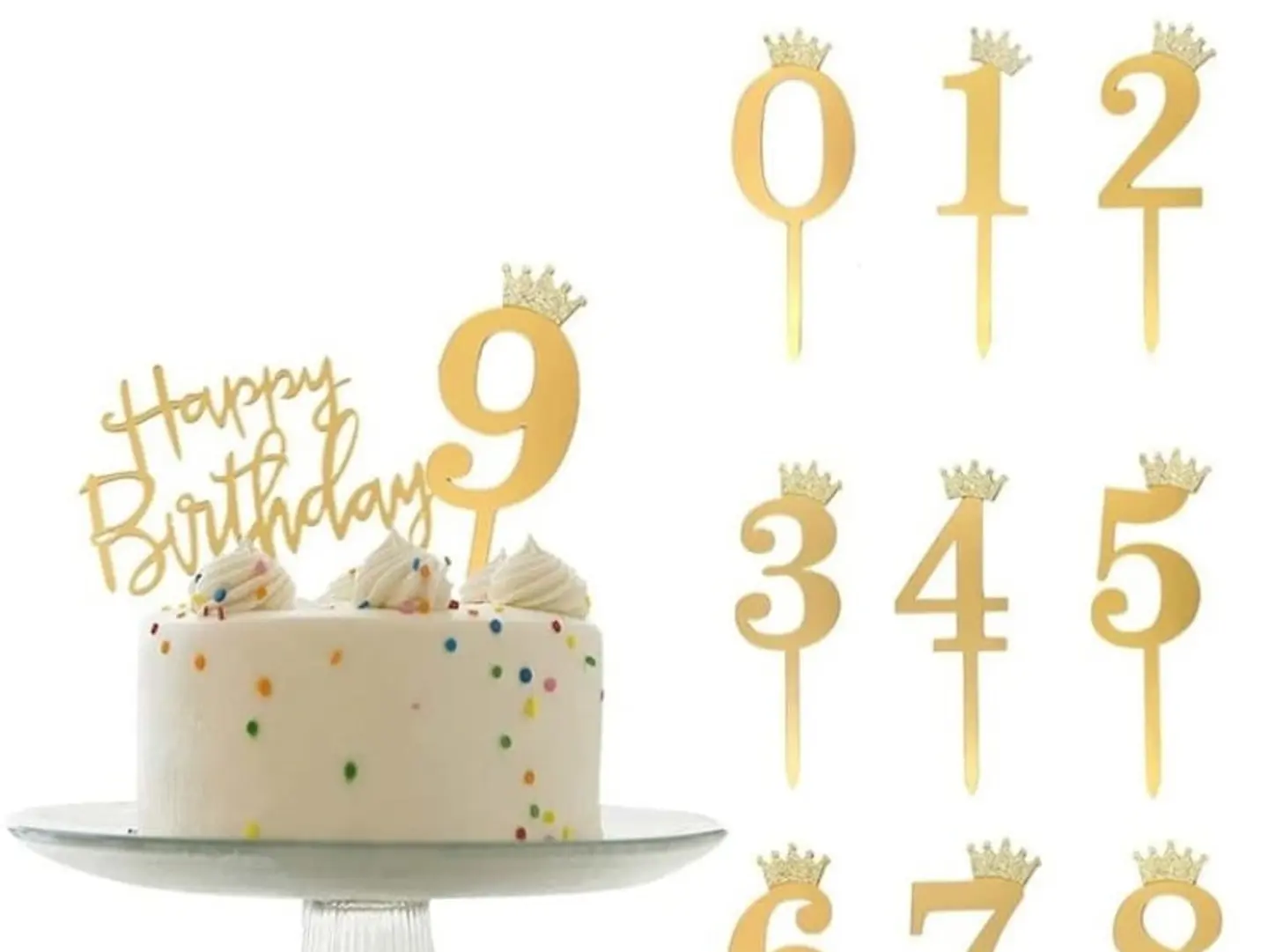Golden Acrylic Number Toppers