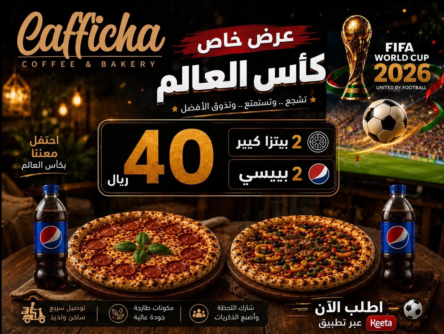 2 بيتزا كبير 2 بيبسي