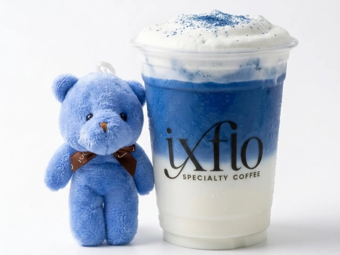 Blue Matcha Ice With Exflo Teddy Bear