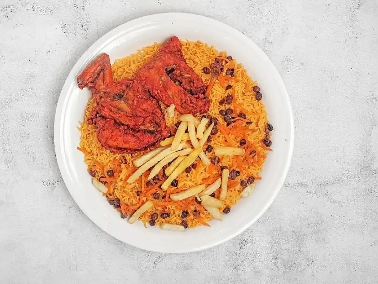 Half Fried Chicken With Rice