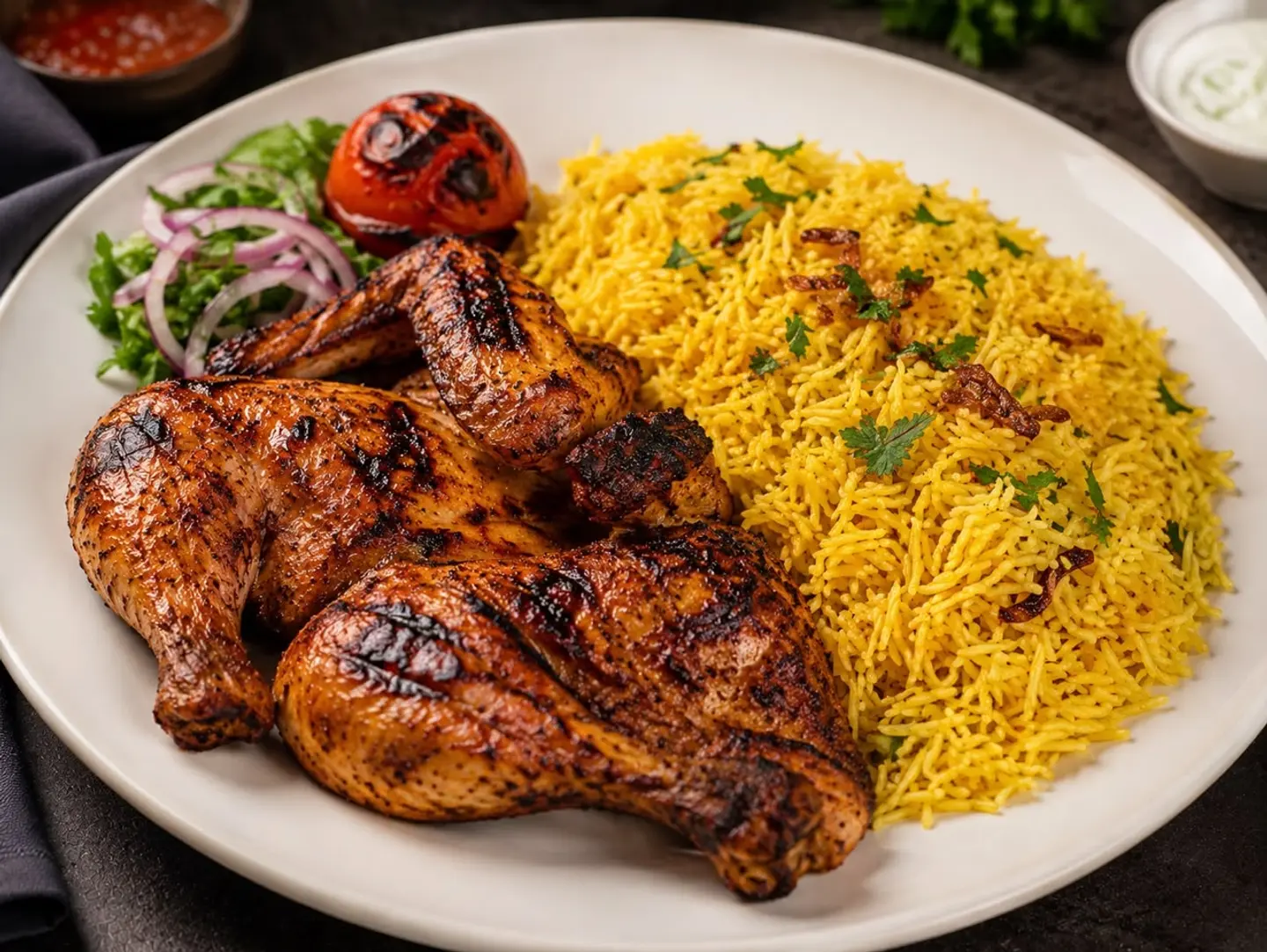 Charcoal Grilled Chicken With Rice