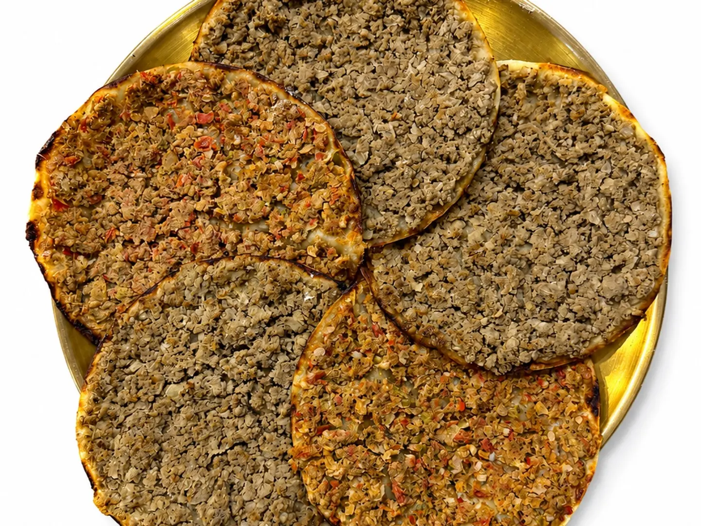 Syrian Meat Pies (Lahm Bi Ajeen) With Pomegranate Molasses And Vegetables - Half A Person (5) Grains