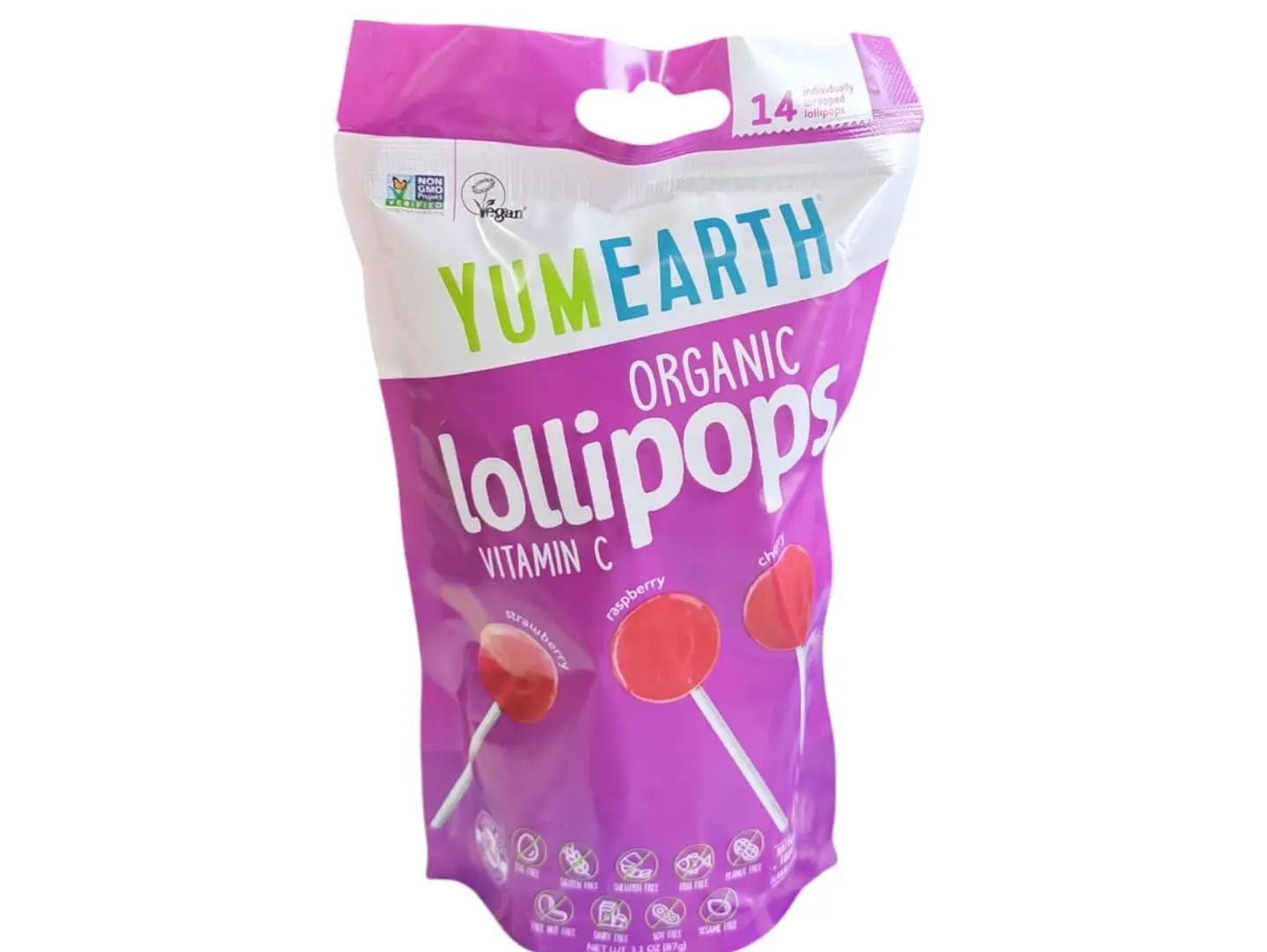 Yumi Earth Raspberry, Cherry & Strawberry Flavored Organic Lollipops 87g