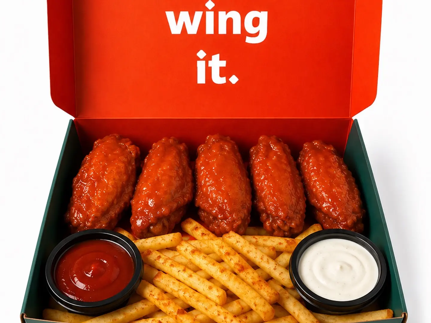 5 Pieces Of Buffalo Chicken Wings With The Fries And Sauce