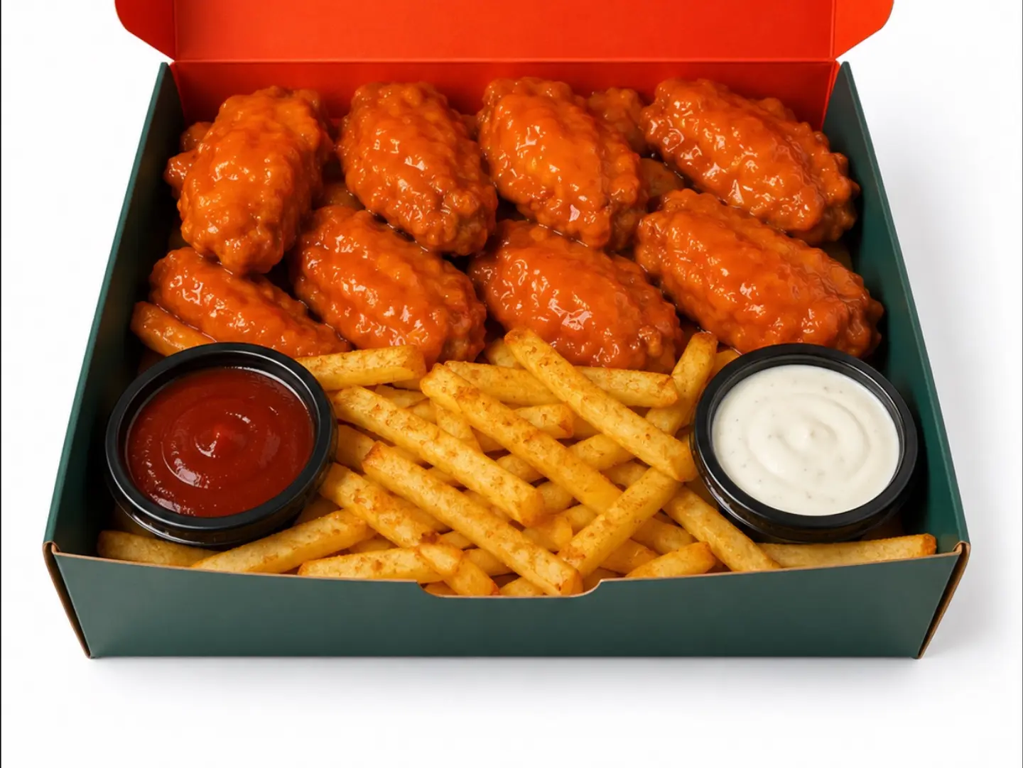 8 Pieces Of Buffalo Chicken Wings With Fries