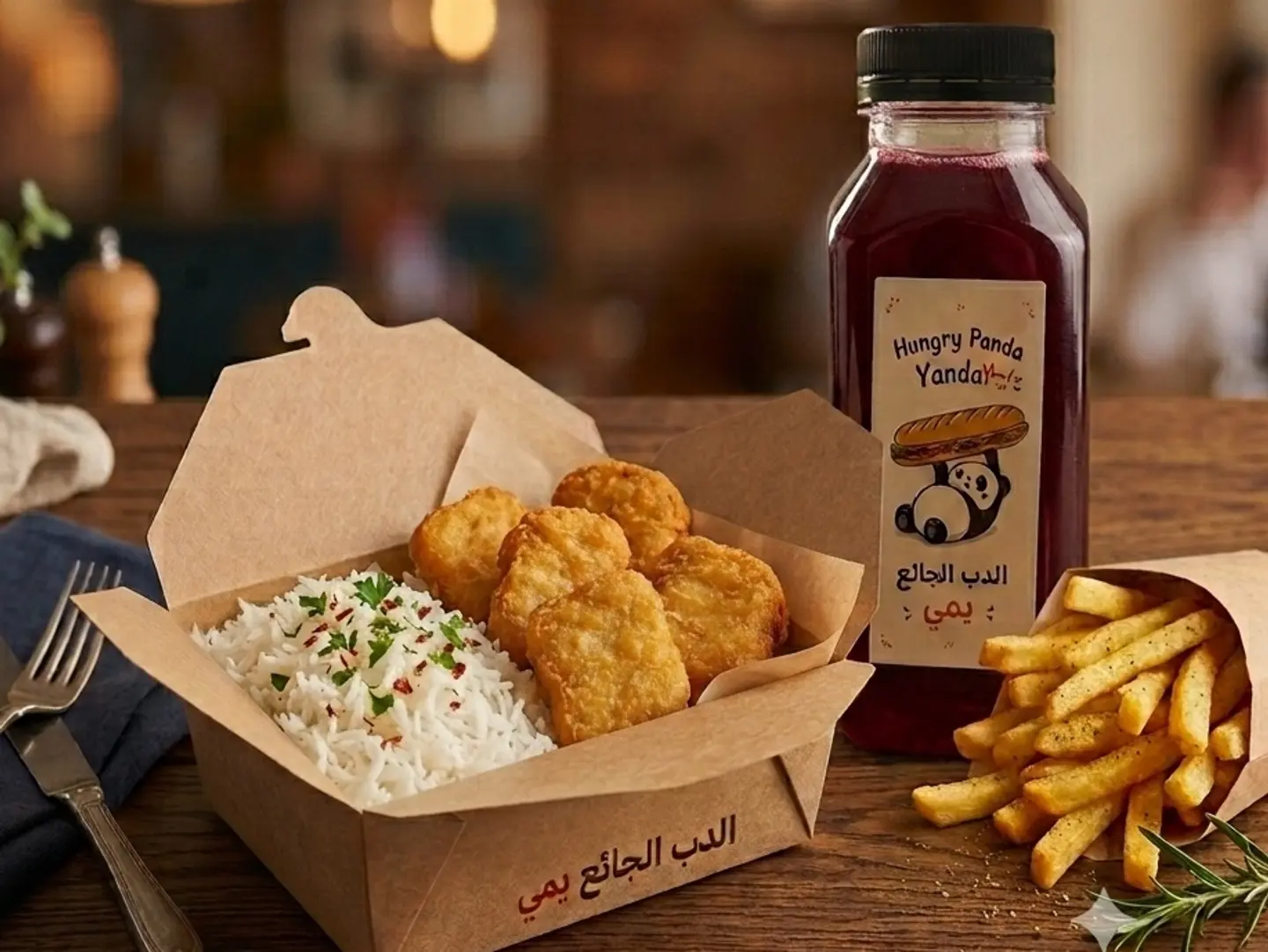 قطع النقت مع الرز والبطاطس و مشروب