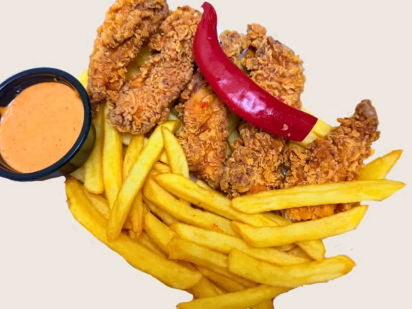 5 Spicy Crispy Chicken Breast Strips With Fries