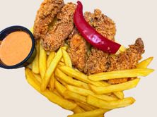 كرسبي صدور دجاج 5 قطع حراق مع بطاطس
