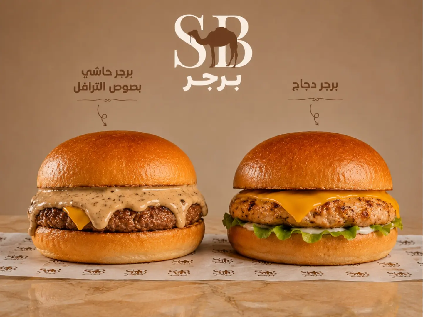 برجر ترافل مع برجر دجاج