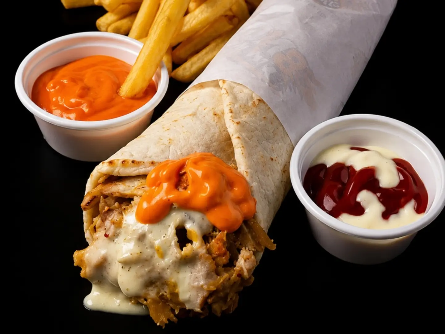 Chicken Shawarma Saj With Garlic Sauce