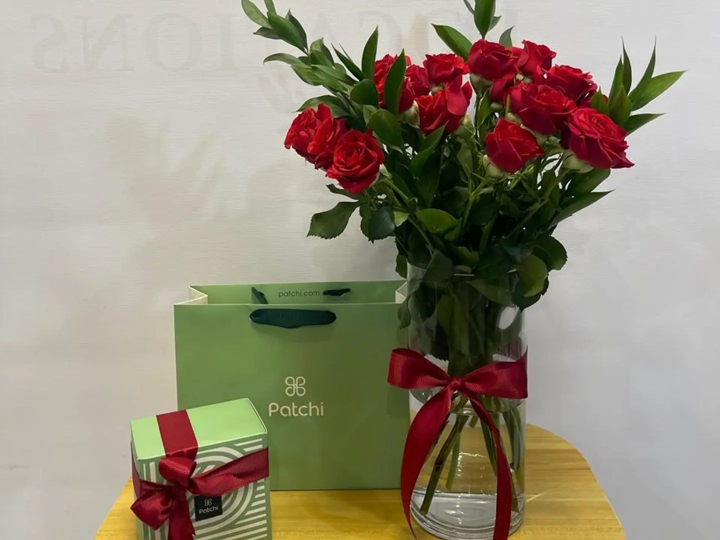 Patchi Chocolate With A Vase Of Roses