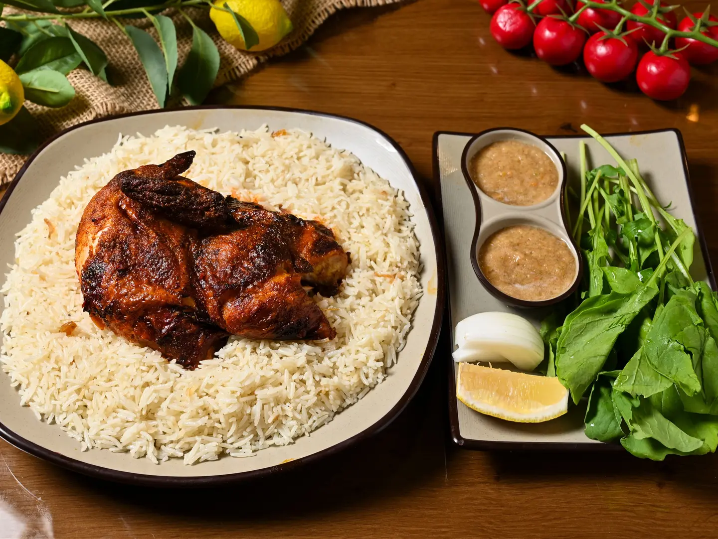 Syrian Style Grilled Chicken With Delicious Rice - Half