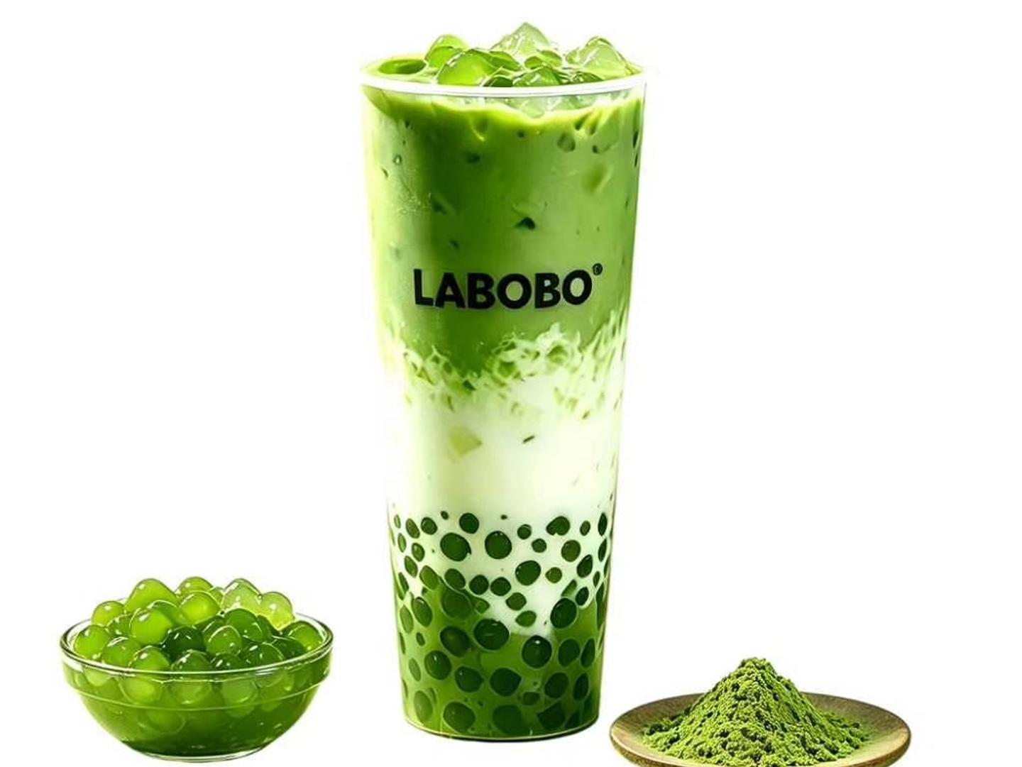 Matcha Milk Tea With Popping Boba - 500 Ml