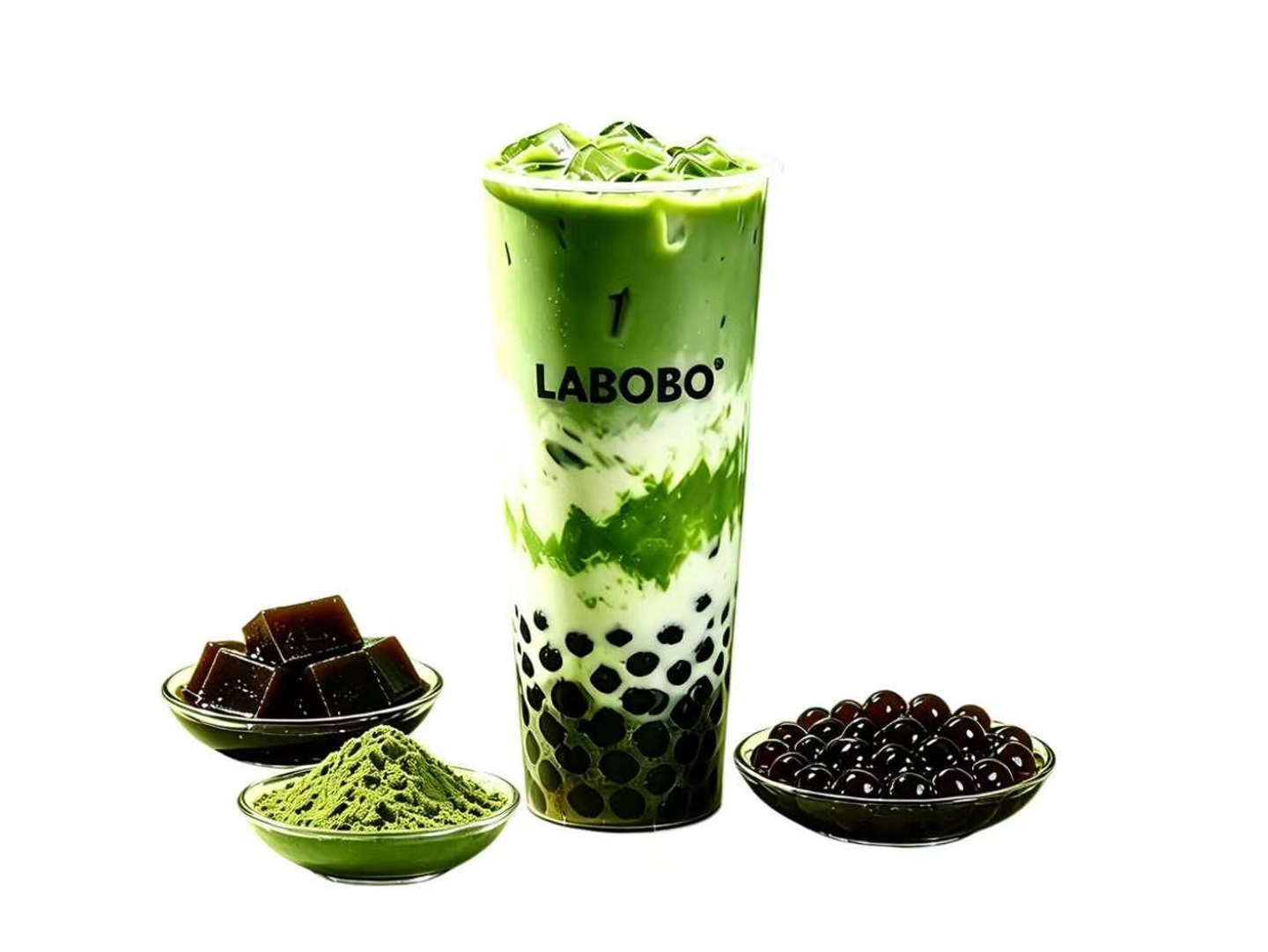 Matcha Milk Tea With Brown Sugar Pearls - 500 Ml