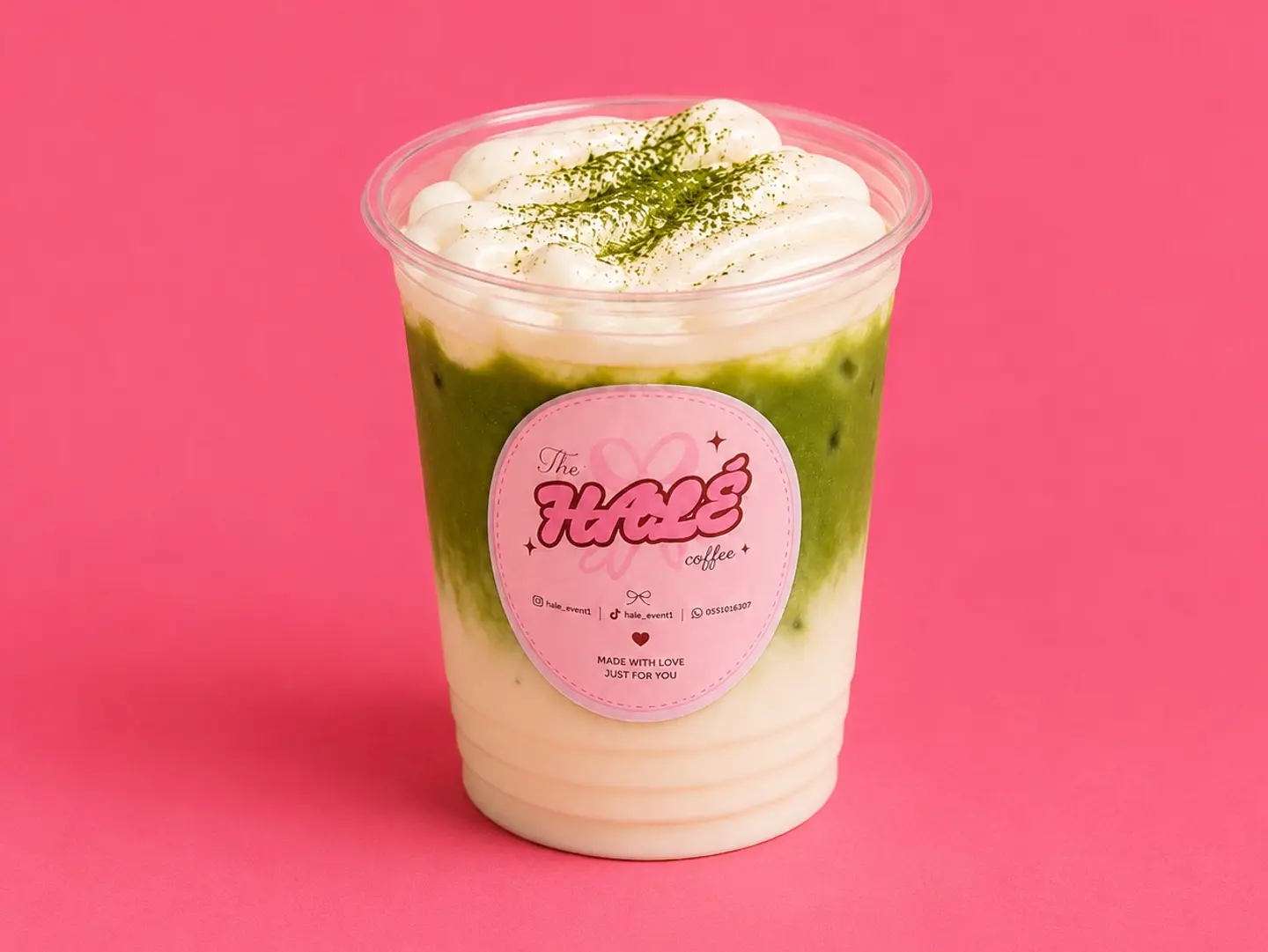 Matcha With Added Foam - Matcha Strawberry With Pink Foam