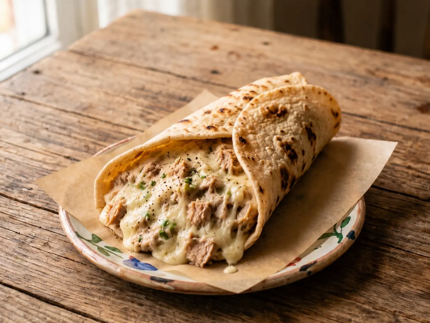 Cooked Tuna & Cheese Saj Pie