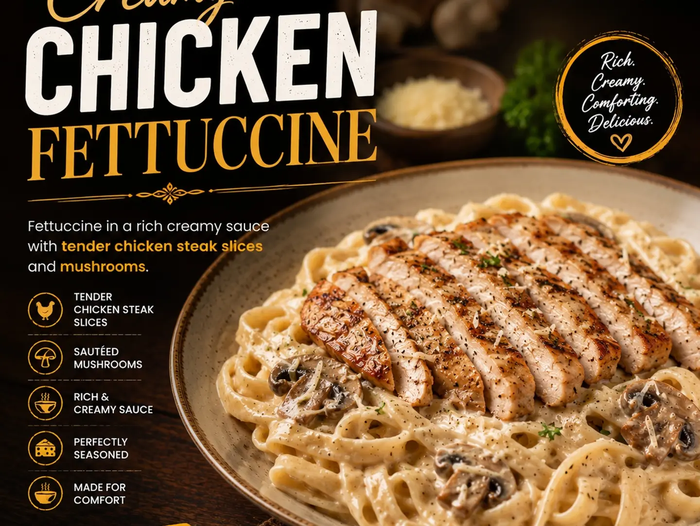 Fettuccine With Chicken Steak