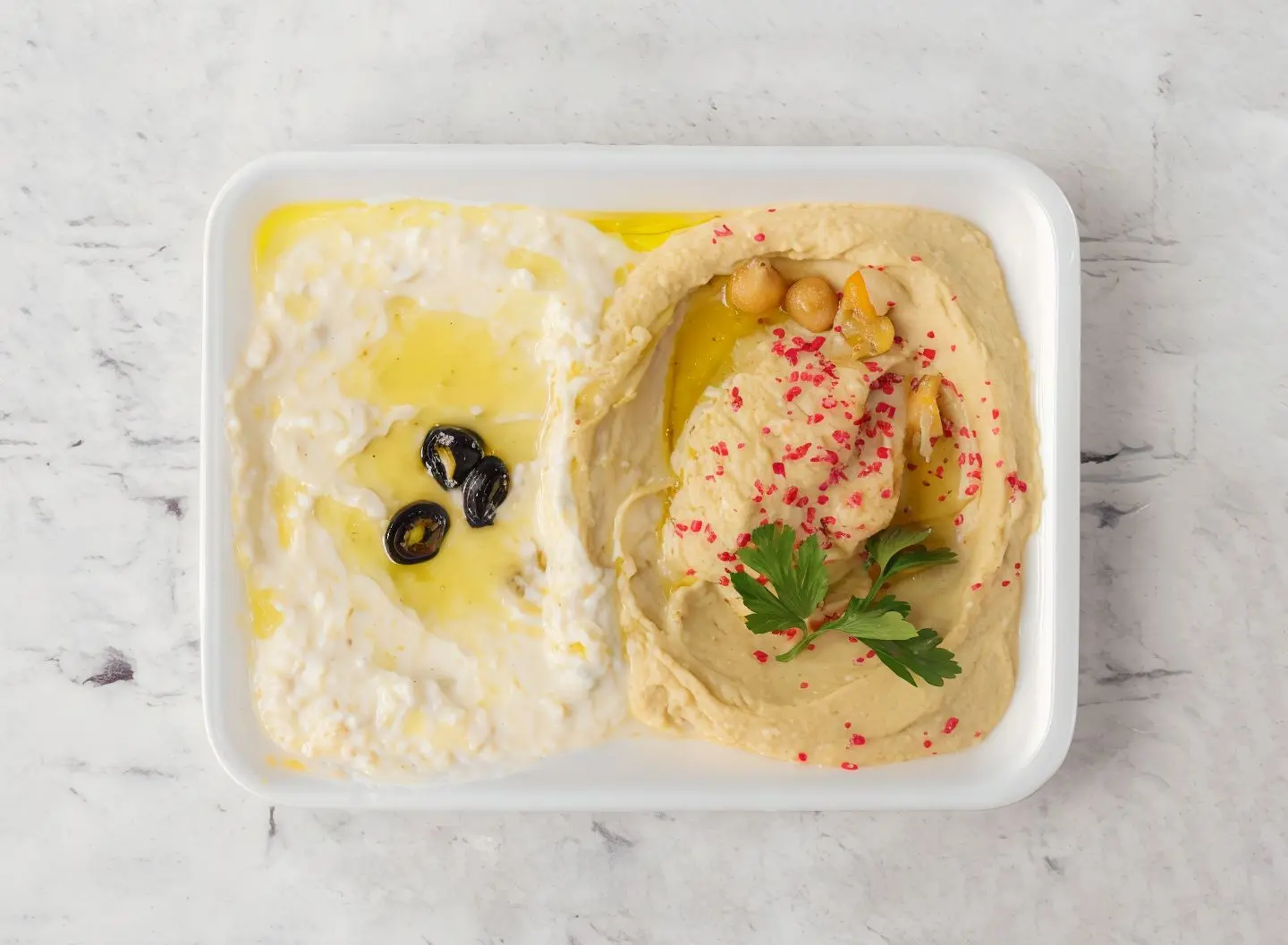 Hummus And Mtabble Mix Plate
