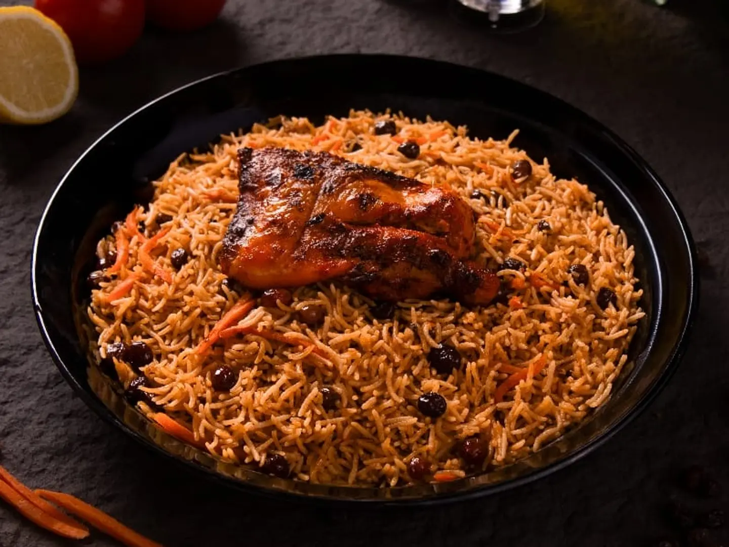 Quarter Chicken Thigh On Charcoal With Uzbek Bukhari Rice