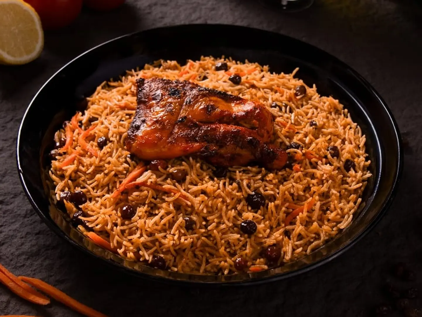 Quarter Chicken Breast Cooked Over Charcoal With Uzbek Bukhari Rice