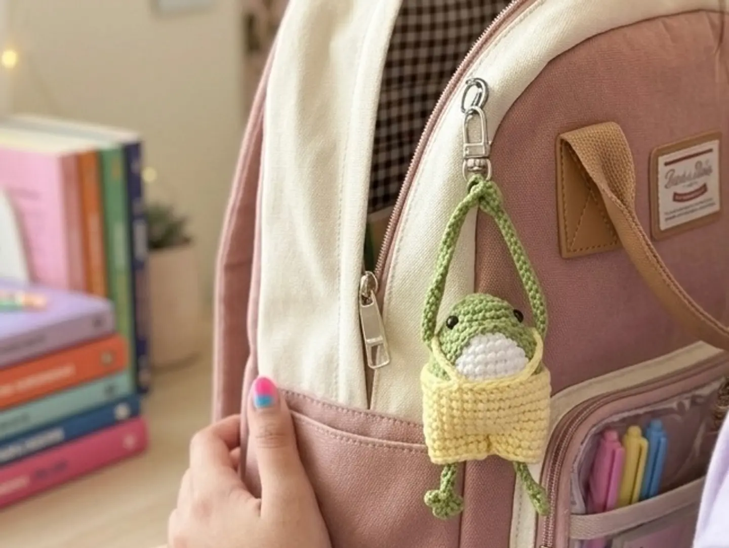 Playful Frog Crochet Snap Charm
