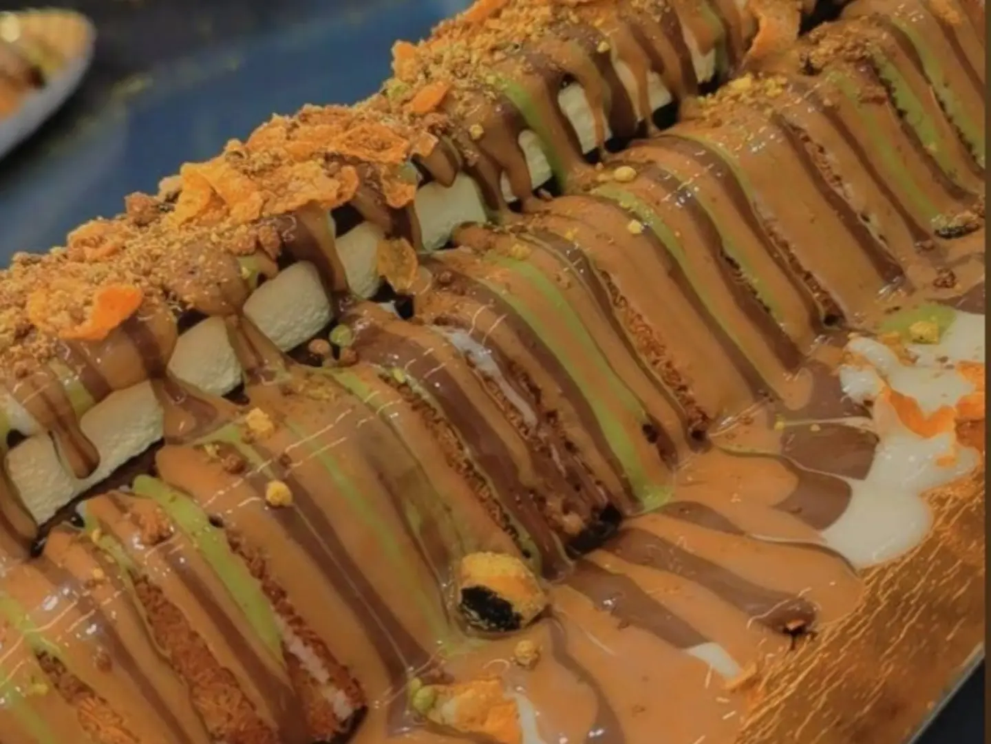 Rectangular Kunafa With Ice Cream