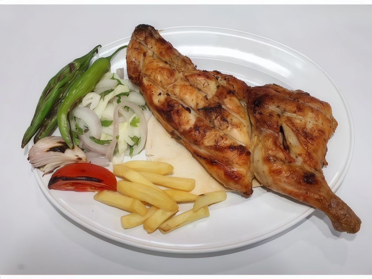 Half Chicken On Charcoal With Rice