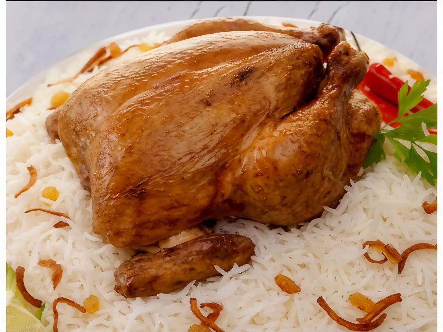 Whole Chicken On Charcoal With Rice