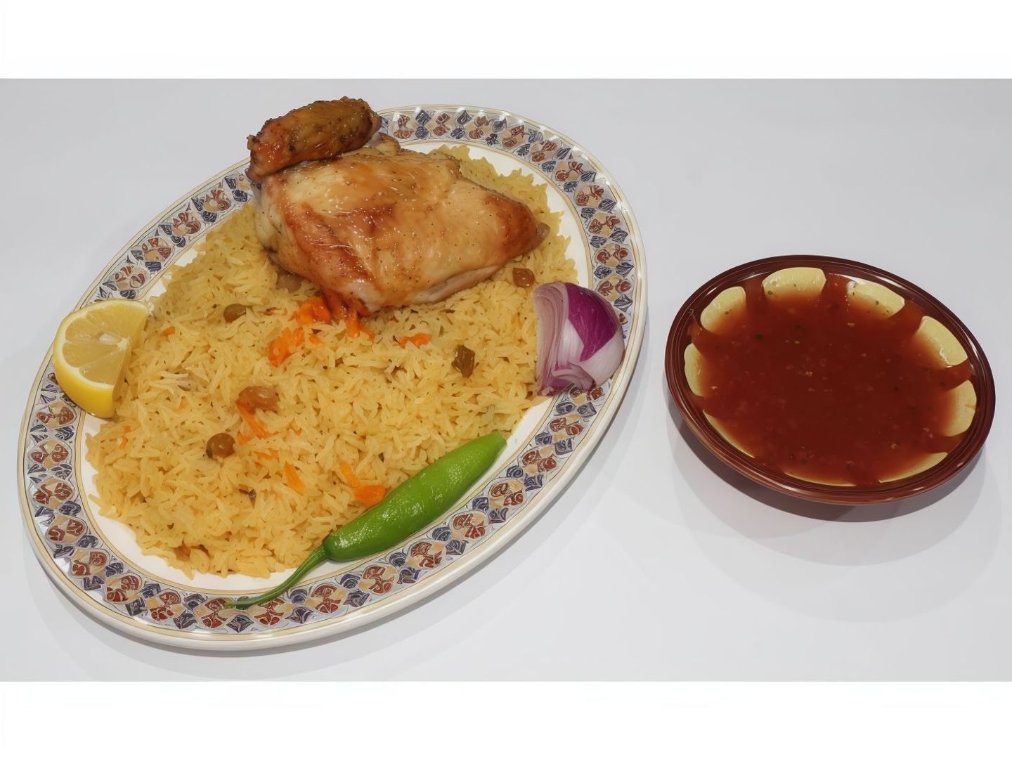 ربع دجاج شواية مع الأرز